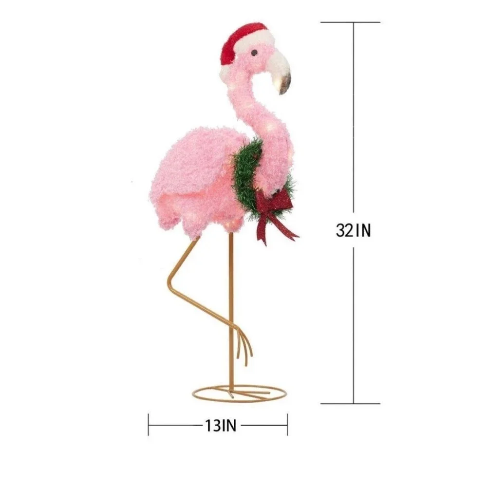 Holiday Light-Up Plush Flamingo 32